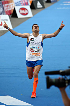 Moath Al Khawaldeh participates in the Berlin Marathon last month (Photo courtesy of Moath Al Khawaldeh)